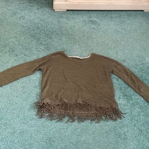 Rewind: green long sleeve crop top with frills